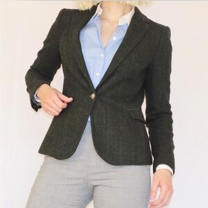 NWT ZARA BASIC 100% lambwool Dark Green Women's Blazer Jacket